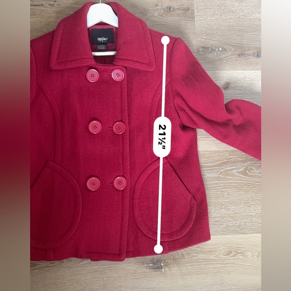 Mossimo Peacoat Red Wool Blend Double Breasted‎ Peacoat Waist Coat Size Medium - Picture 4 of 7
